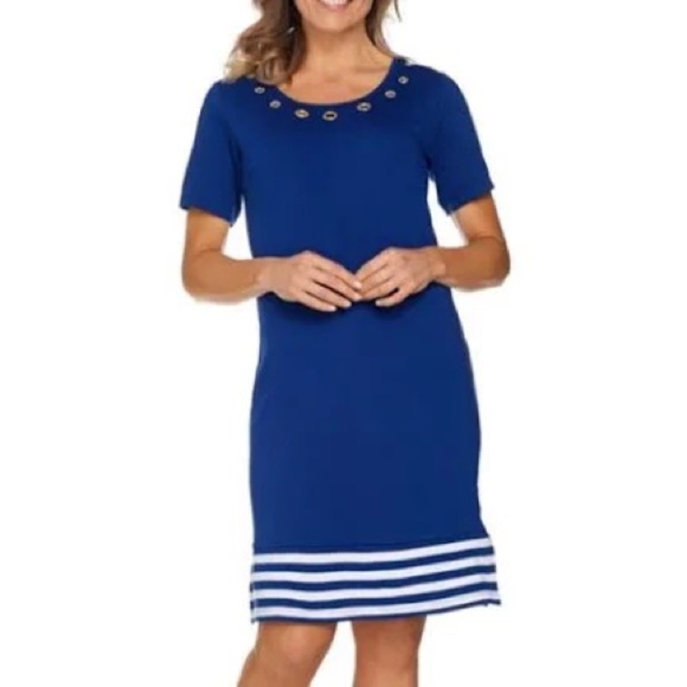 Quacker Factory Nautical Grommet Shift Dress - image 1